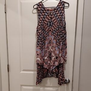 Knox Rose High Low Dress in Pink and Blue Pattern